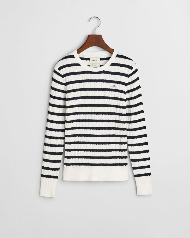 An image of the Gant Stretch Cotton Cable Stripe Sweater