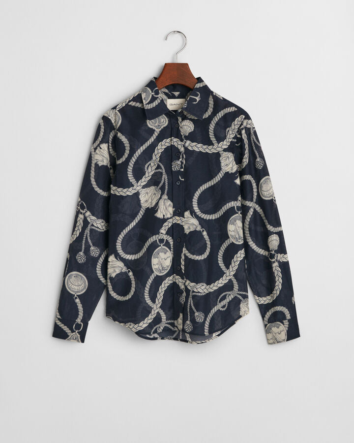 An image of the Gant Regular Fit Sailing Print Cotton Silk Shirt