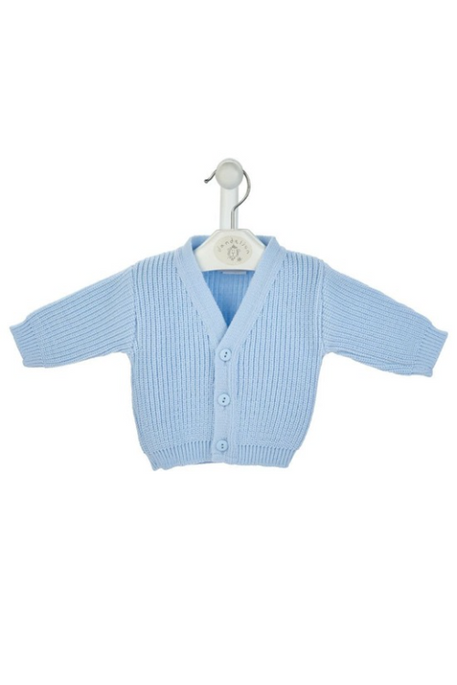 An image of the Dandelion Knitted Cardigan in Blue.